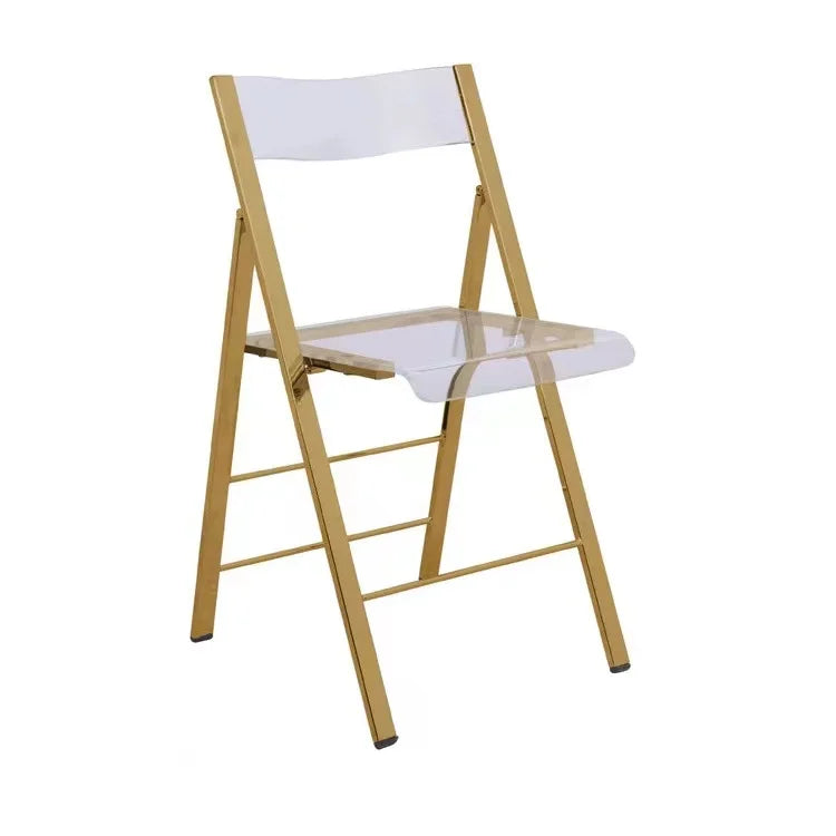 Hotel Modern Stainless Ste Wedding Transparent Crystal Chair Nordic Acrylic Stainless Steel Metal Folding Dining Chair