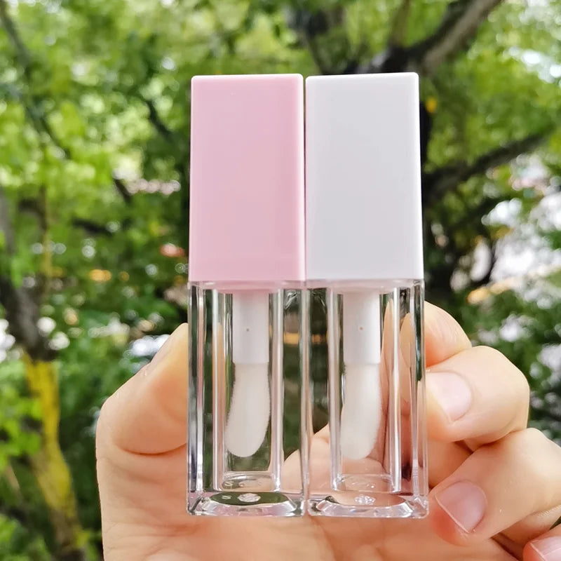5ml Empty clear Lip Gloss Tube Private Label square Cosmetic Glass Lip Gloss Bottle with Lid
