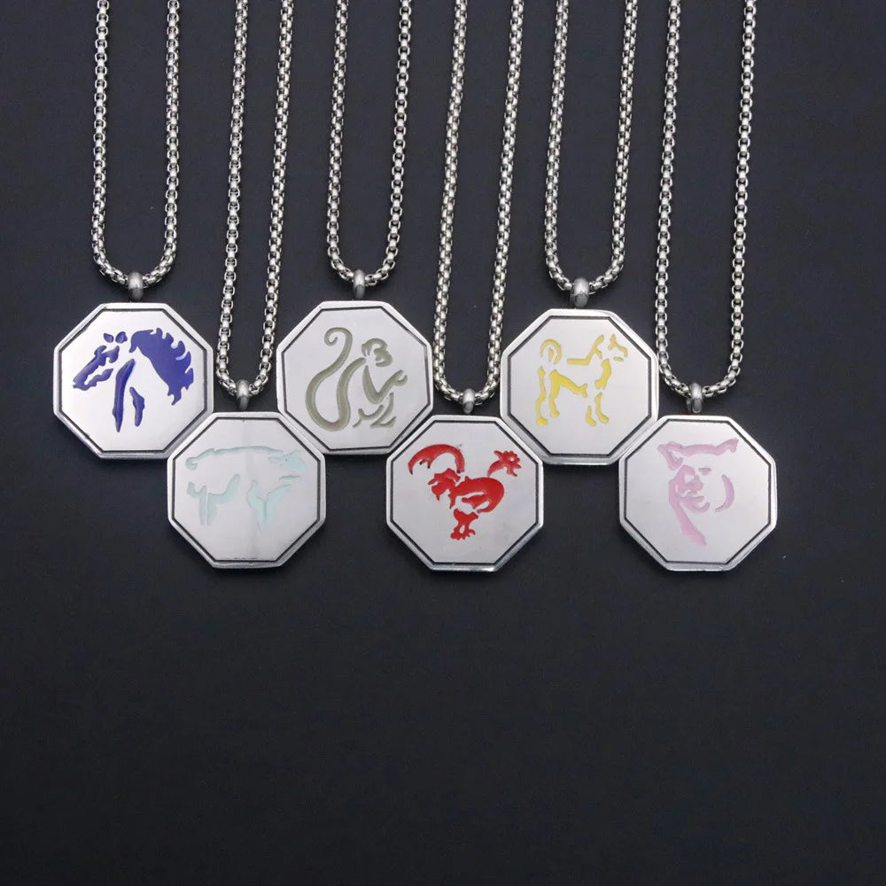 Hip Hop Trend Accessories Stainless Steel Pendant Jackie Chan Zodiac Necklace