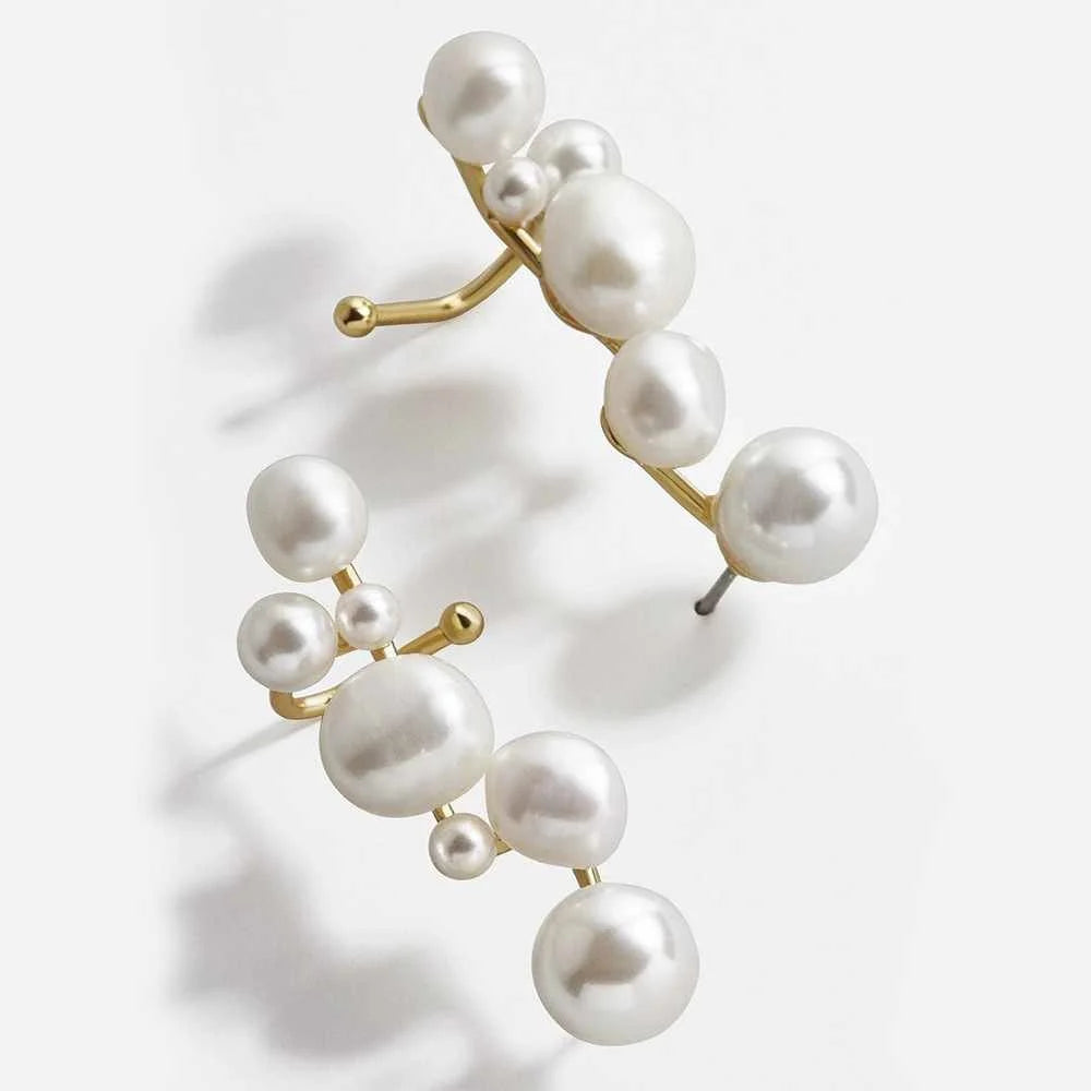 Europe and America Cross Border Steamed Bread Pearl Metal Alloy Earrings Creative Popular Ear Clip