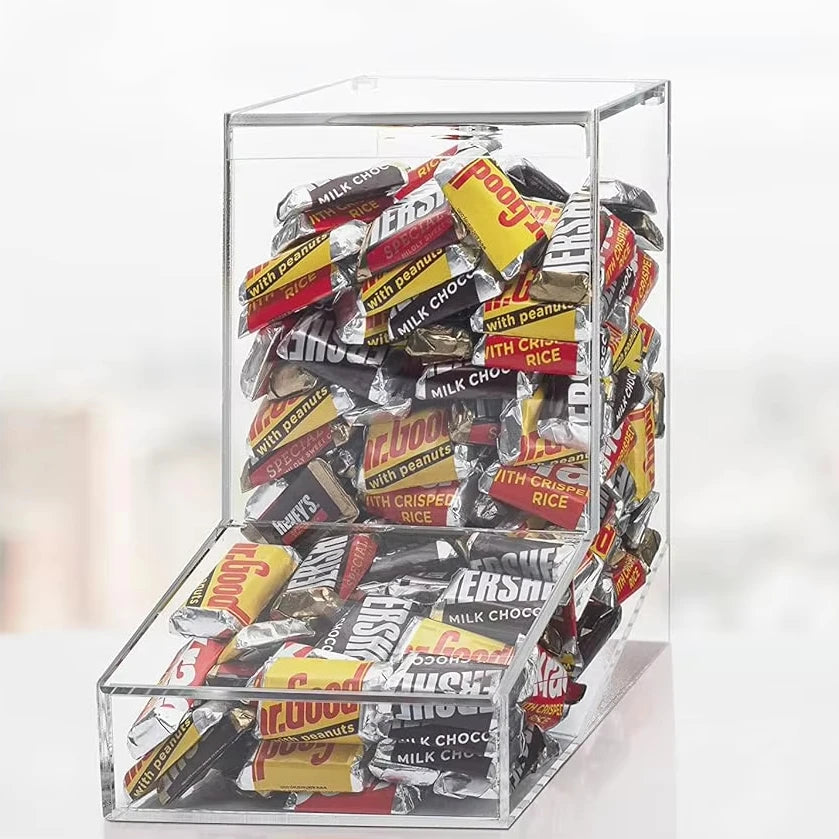 Acrylic Candy Dispenser Bin with 2 Lids for Bulk Candy Storage - Bubble Gum Lollipops Chocolate and More Snacks - for Home