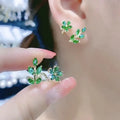 European Fashion Rhinestone Earrings Female Temperament Geometric Flower Leave Shinny Crystal Drop Earring