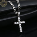 Fashion Women Men Jewelry 18K Real Gold Plated Brass CZ Diamond Cross Pendant Wholesale Iced Out Hip Hop Jewelry
