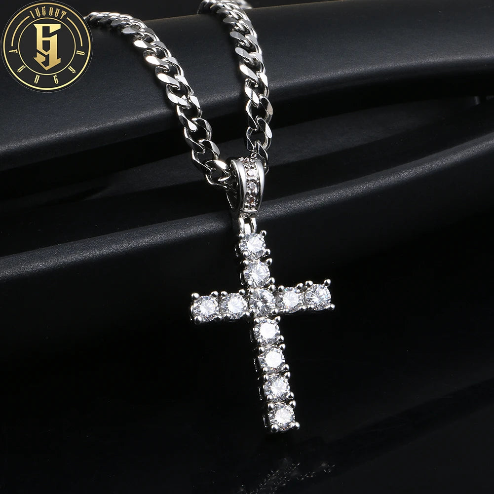 Fashion Women Men Jewelry 18K Real Gold Plated Brass CZ Diamond Cross Pendant Wholesale Iced Out Hip Hop Jewelry