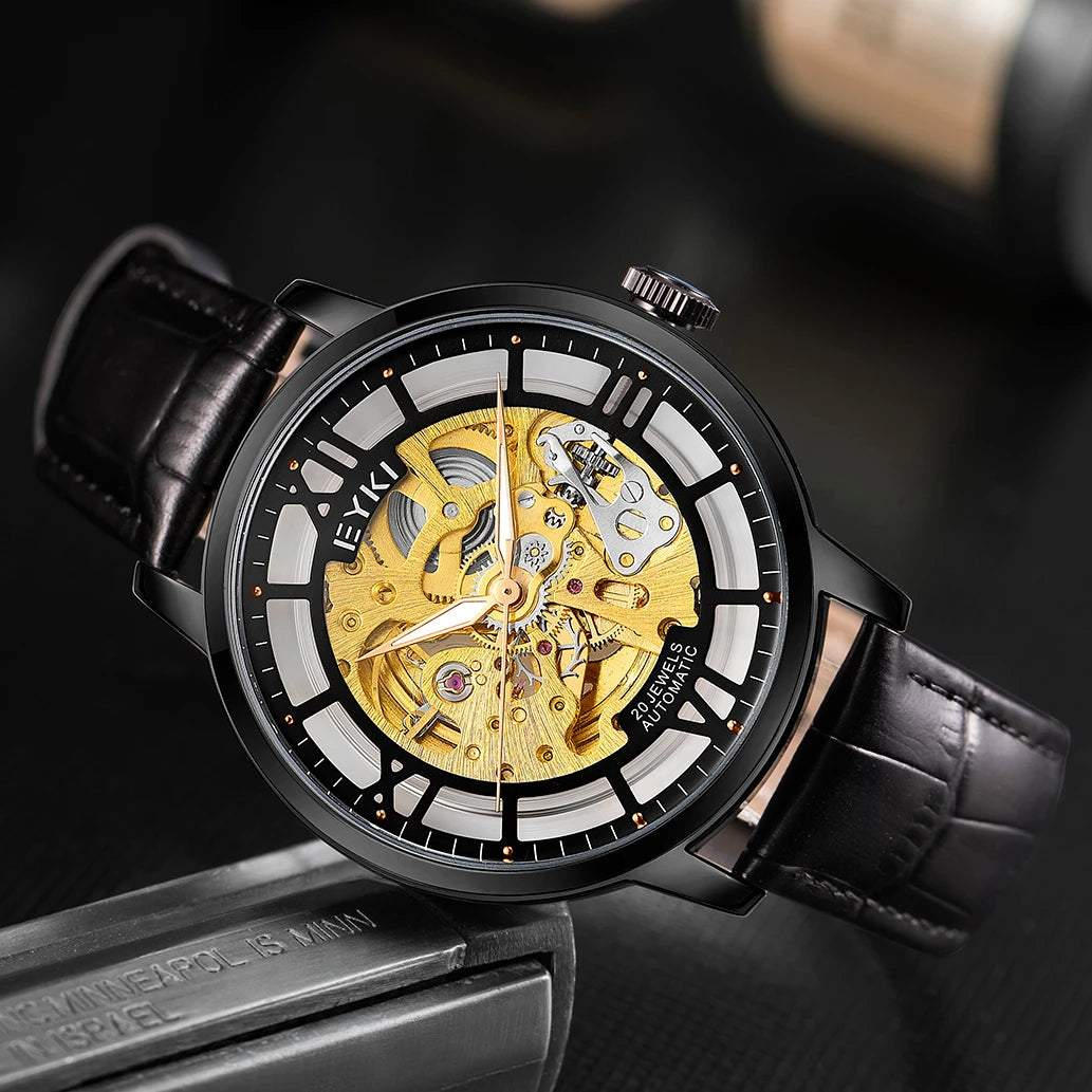 Relogio Masculino Business Automatic Mechanical Waterproof Wristwatch Genuine Leather Strap Casual Business Luxury Men Watch