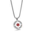 Custom Stainless Steel Silver Enamel Jewelry Round Rhinestone  Medicals Alert Pendant