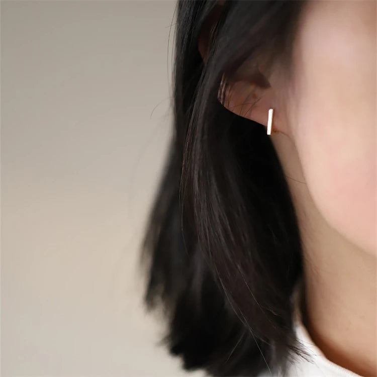 Gold Plated Minimalist Simple Jewelry Design Plain Sterling Silver Stud Earrings
