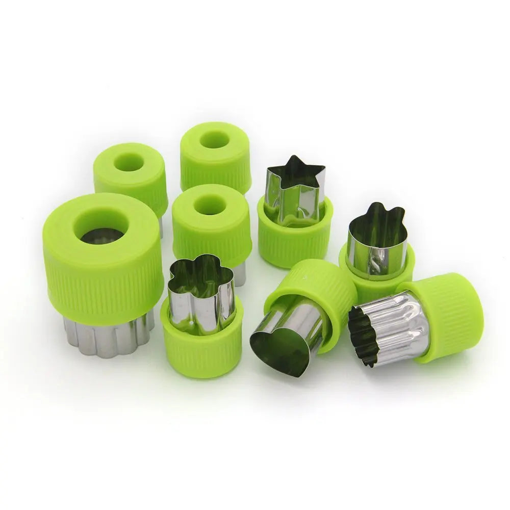 9pcs Plastic Vegetable & Fruit Cutter Salad Master & Cookie Decorative Food for Kids Baking