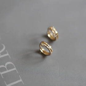 Simple Delicate Fashion Pure 925 Sterling Silver Zirconia Small Hoop Earrings for Women Girls Jewelry
