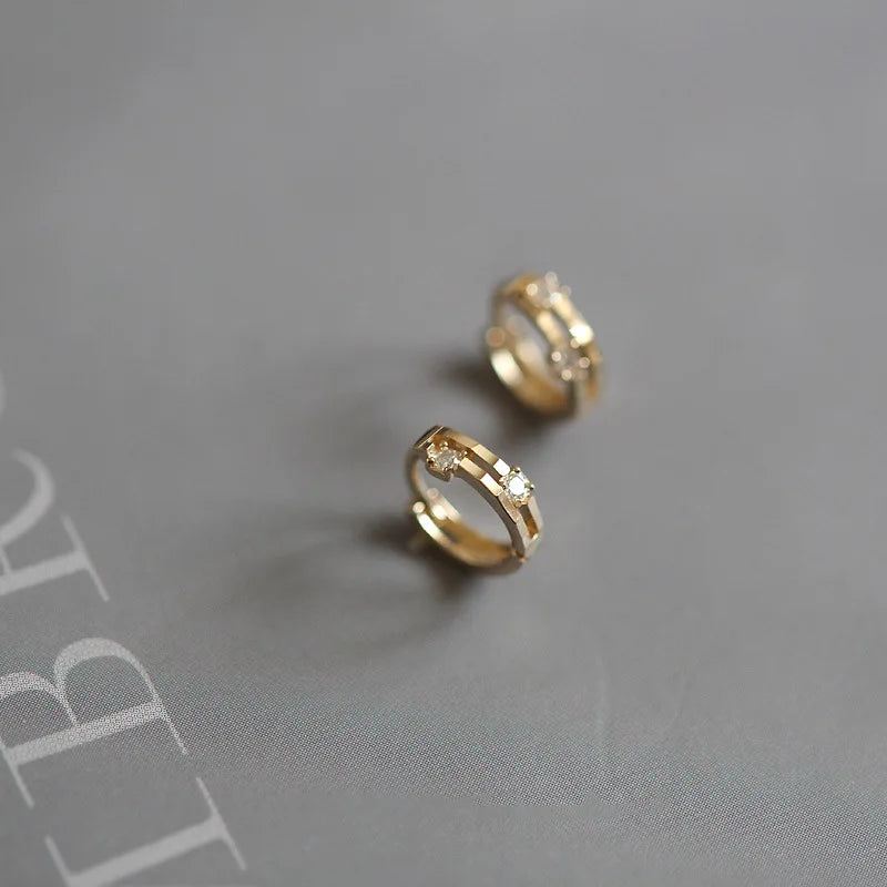 Simple Delicate Fashion Pure 925 Sterling Silver Zirconia Small Hoop Earrings for Women Girls Jewelry