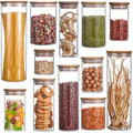 Transparent High Borosilicate Glass Storage tank Household Kitchen sealed Storage Jar sealed Bottle with Bamboo Lid Silicon Ring