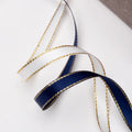 Ribest Gift Wrap Gold Edge Satin Ribbon Designer Print Logo Polyester Rolls for Birthday 6MM