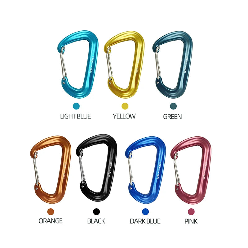 12KN Locking D Shape Anodized Climbing Carabiner Water Bottle Hook Keychain Backpack Buckle OEM EDC Aluminum Alloy Outdoor