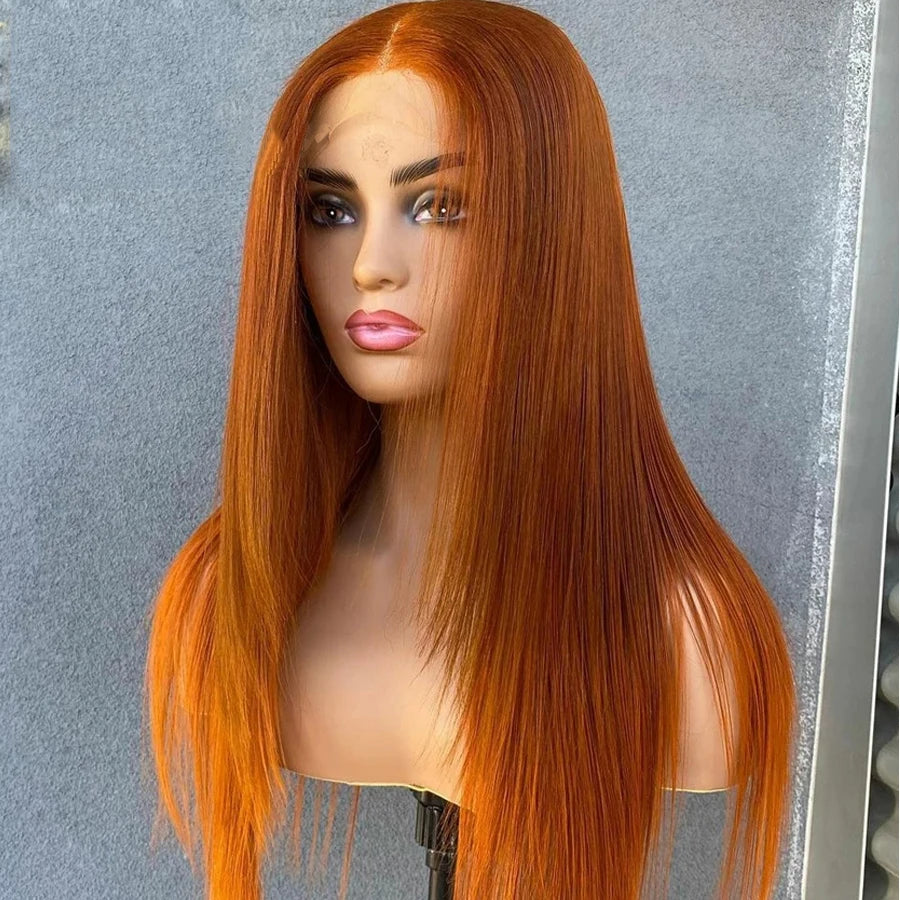 Orange Ginger Color 13x4 Lace Front Wigs Pre Plucked Brazilian Human Hair Wig T Part Lace Remy Glueless Lace Wig for Women