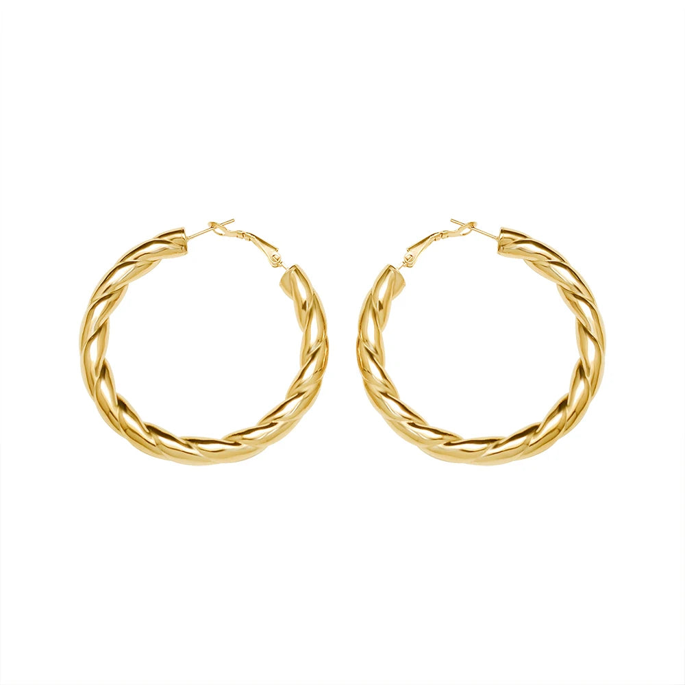 Luxury 18K Gold Earrings for Women Nuo Exaggerated Hollow Design with Titanium Steel Plating Stainless Steel Jewelry