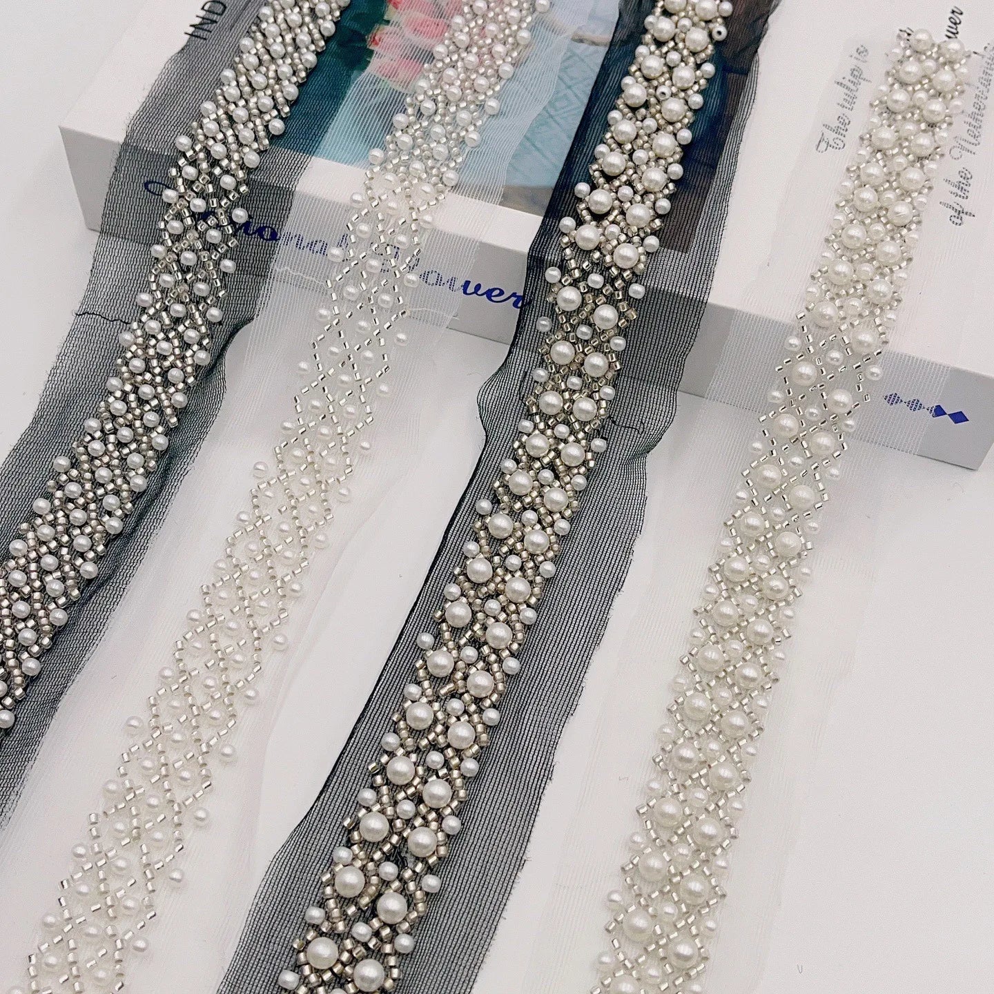 JFL039 Factory Direct Sales Computer Embroidery Pearl Sequins Lace Heavy Craft Clothing Accessories Lace