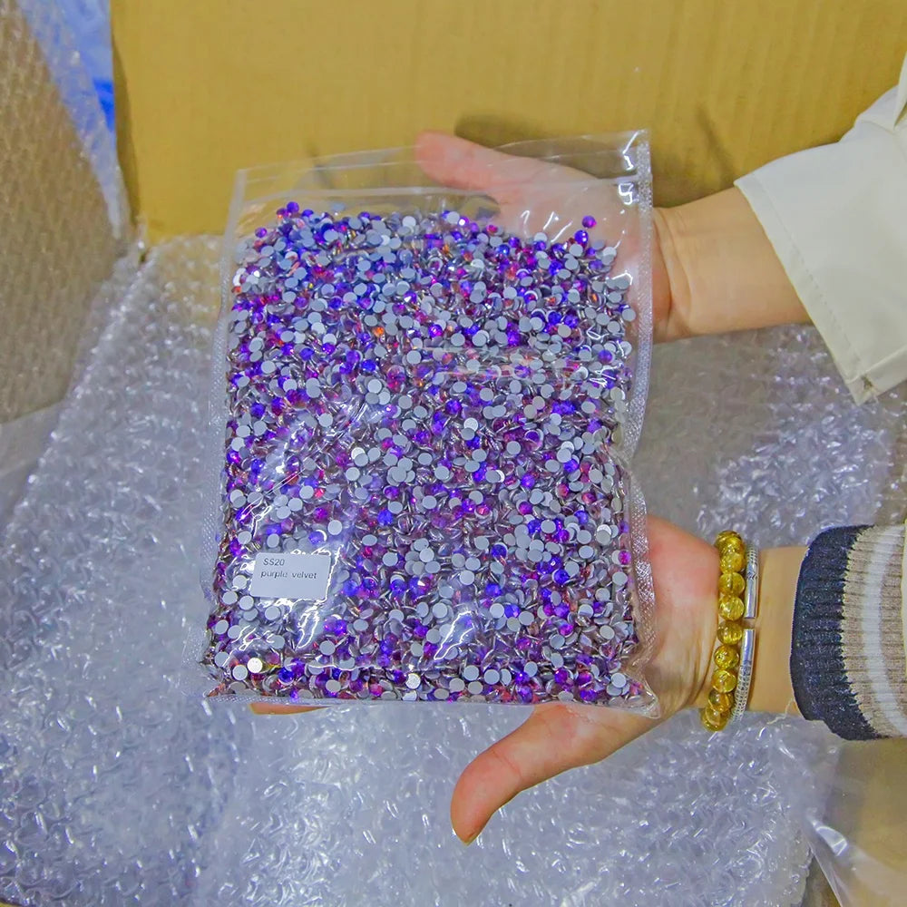 Yantuo Wholesale Purple Velvet Big Bag Loose Rhinestone Crystals for DIY Nail New Color in Bulk