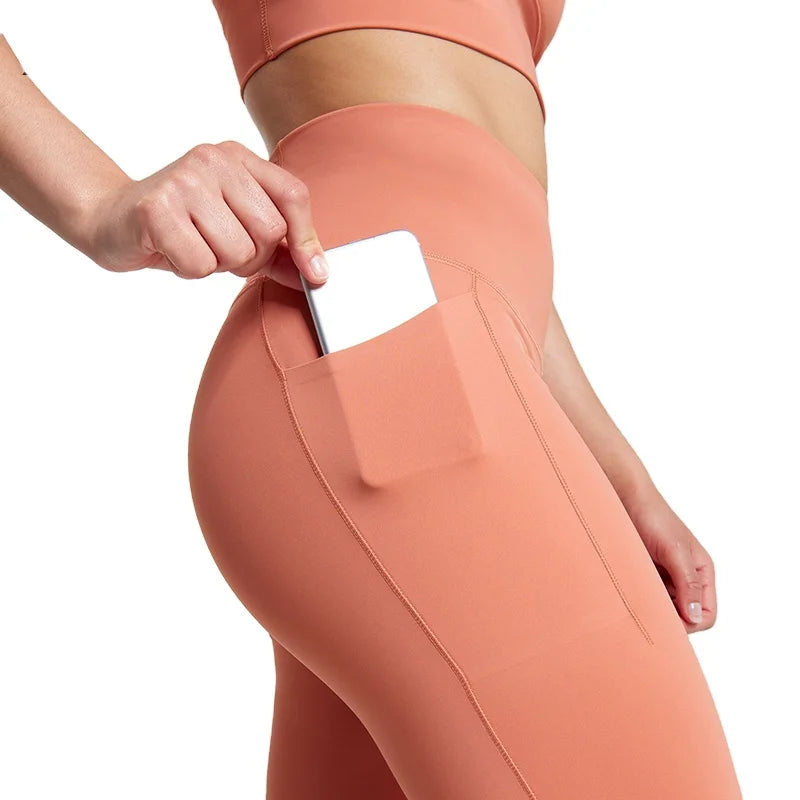 2023 Eco Friendly Recycled High Waist Gym Leggings Yoga Leggings Knee Length With Pockets for Women