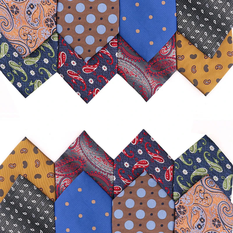 8cm Silk Neckties Striped Dots Mens Tie Yellow Brown Business Men's Polyester Jacquard Woven Tie Custom Logo Necktie Wholesale