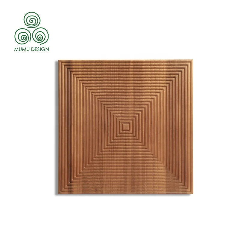 MUMU Factory Puzzle Poplar Solid Timber 3D Screen Seamless Flute Decorative Wood Wall Panel