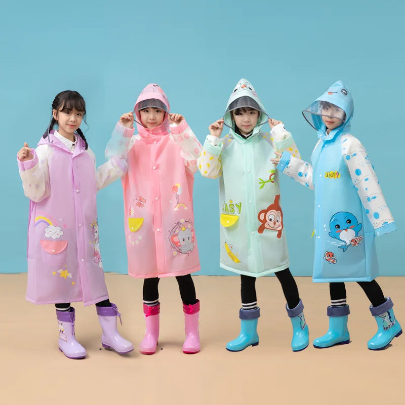 LOTUS Kids Raincoats GRS Waterproof Rainsuit 3D Cartoon Rain Jacket Toddler Rainwear for Poncho for Girls Boys for Tours Travel