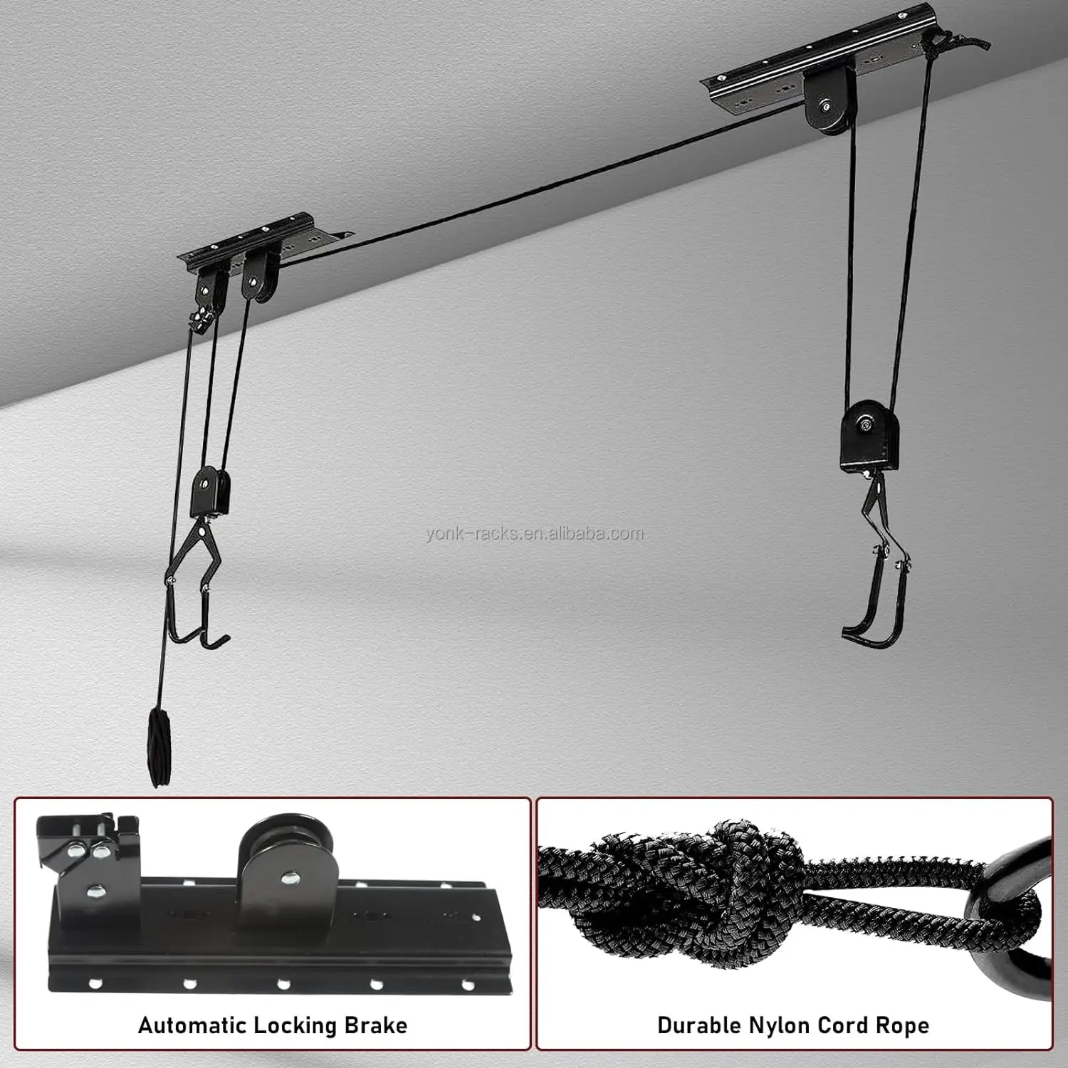 Yonk Steel Heavy Duty Kayak Storage Lifts-Overhead Pulley System with 120lb Capacity for Canoes Bikes Ladders