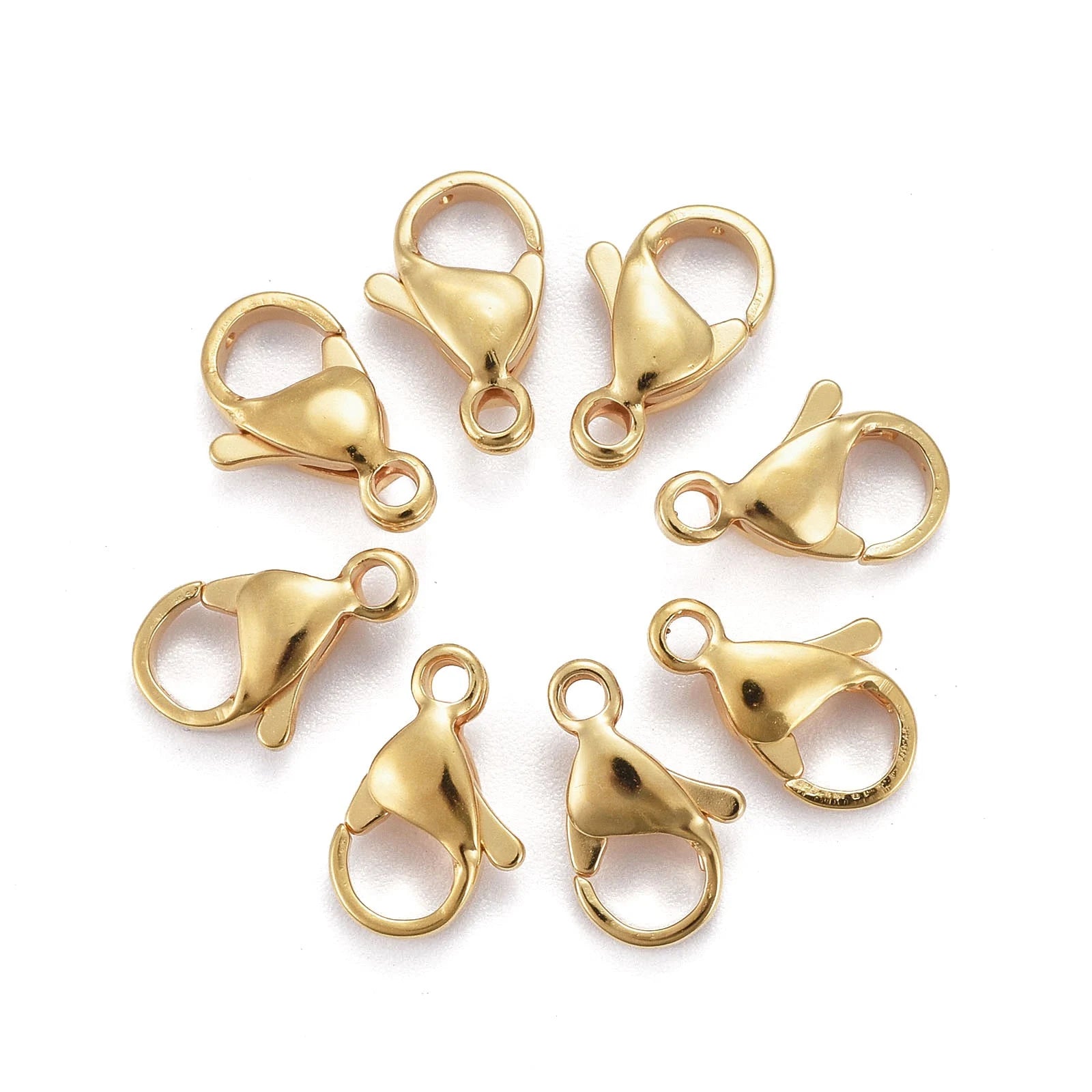 PandaHall 100 Pcs 304 Stainless Steel 14K/18K Gold Plated Lobster Claw Clasps