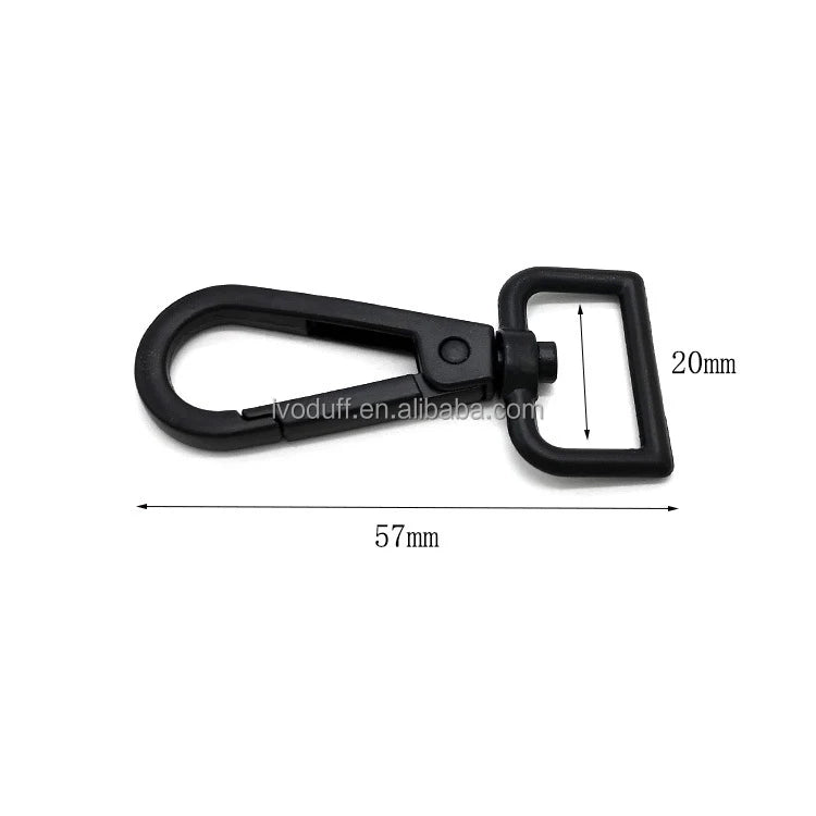 Factory 20~38mm Matte Black Metal Handbag Spring Swivel Snap Hook Clip