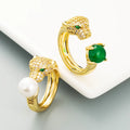 Dainty CZ Adjustable Leopard Ring Micro Pave Copper Gold Plated Panther Rings for Women Party Gift