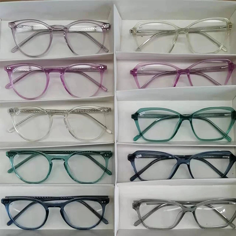 Transparent Color Change Color Acetate Eye Glasses Frame Optical Eyeglasses for Men or Women Round Acetate Spectacle Frames