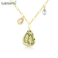 LUOTEEMI Bohemian Tree of Life Necklace Green Color CZ Women Pendants Necklaces Fashion Jewelry