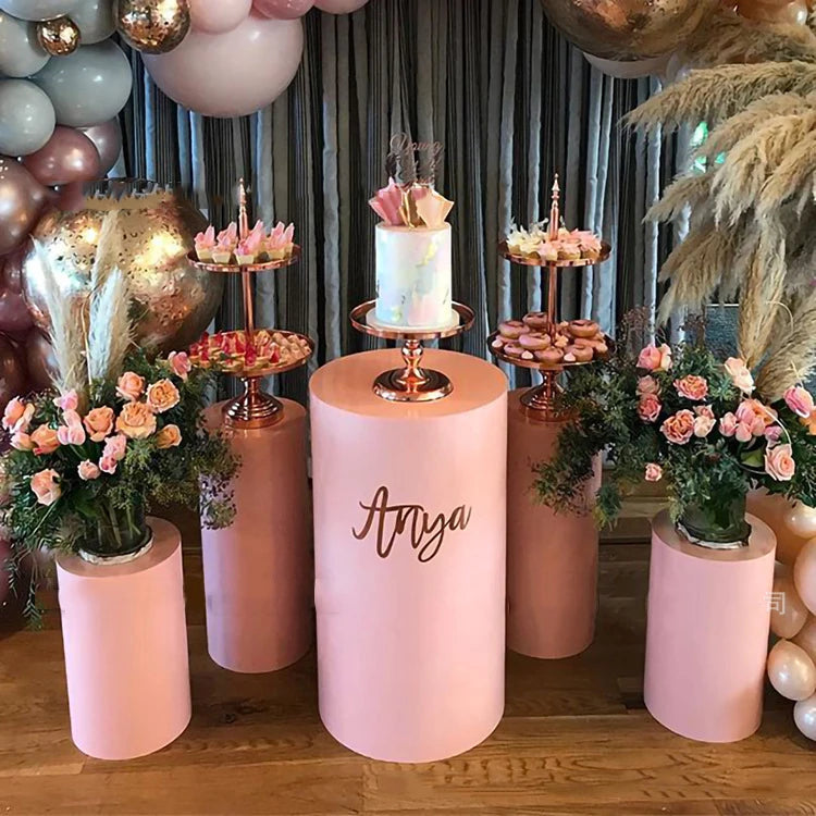 M892 Wedding Event Party Decoration Props Display pink White Golden Iron Cake Stand Cylinder Dessert Table Stand