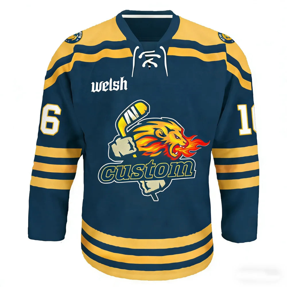Custom Team Tackle Twill Sublimation Printed Hockey Jersey Professional Stripe Stitched Ice Hockey Wear Moisture-Wicking