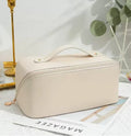 Waterproof Large Capacity Travel Makeup Bag Portable Leather Pouch with Handle Fashionable Girls PU Toiletry Cosmetic Case