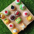 100Pcs Resin 3D Fruit Cupcake Dessert Flatback Resin Cabochons Miniature Doll House Food Ornaments for Kitchen Room Decor Craft