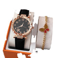 Fashion Women's Round Pointer Quartz Watch Bracelets Set butterfly Watch Gifts