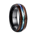 Alin 8MM IP Black Turquoise Antler Abalone Inlay Rose Gold Plated Tungsten Carbide Rings for Men Classic Style Jewellery