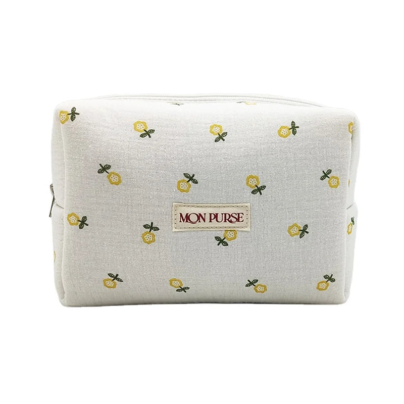 Printed Corduroy Velvet Makeup Organizer Bag Fashion Skincare for Toiletry Cosmetic Cases Zipper  Printed Beauty
