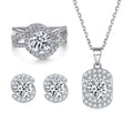 Fashion Silver Jewelry Set Rhodium Plated Round Cut Zirconia Ring Necklaces Earrings Women Jewelry Sets for Party