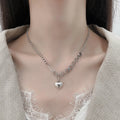 Korean Version Vintage Love Peach Pendant Necklace Personality Sweater Chain 925 Sterling Silver Necklace Jewelry for Women