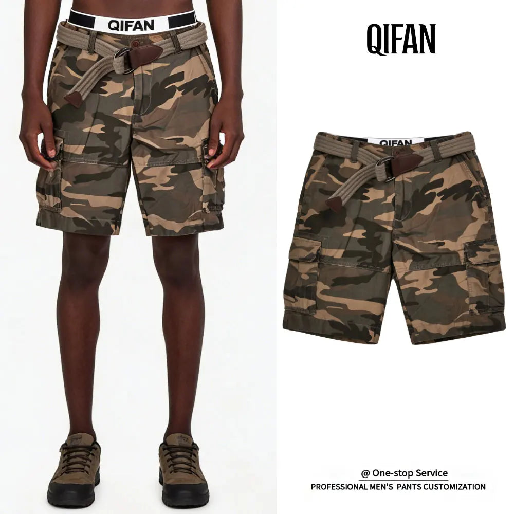 Custom Camouflage Cargo Shorts for Men Cano Twill Canvas Utility Multiple Pockets