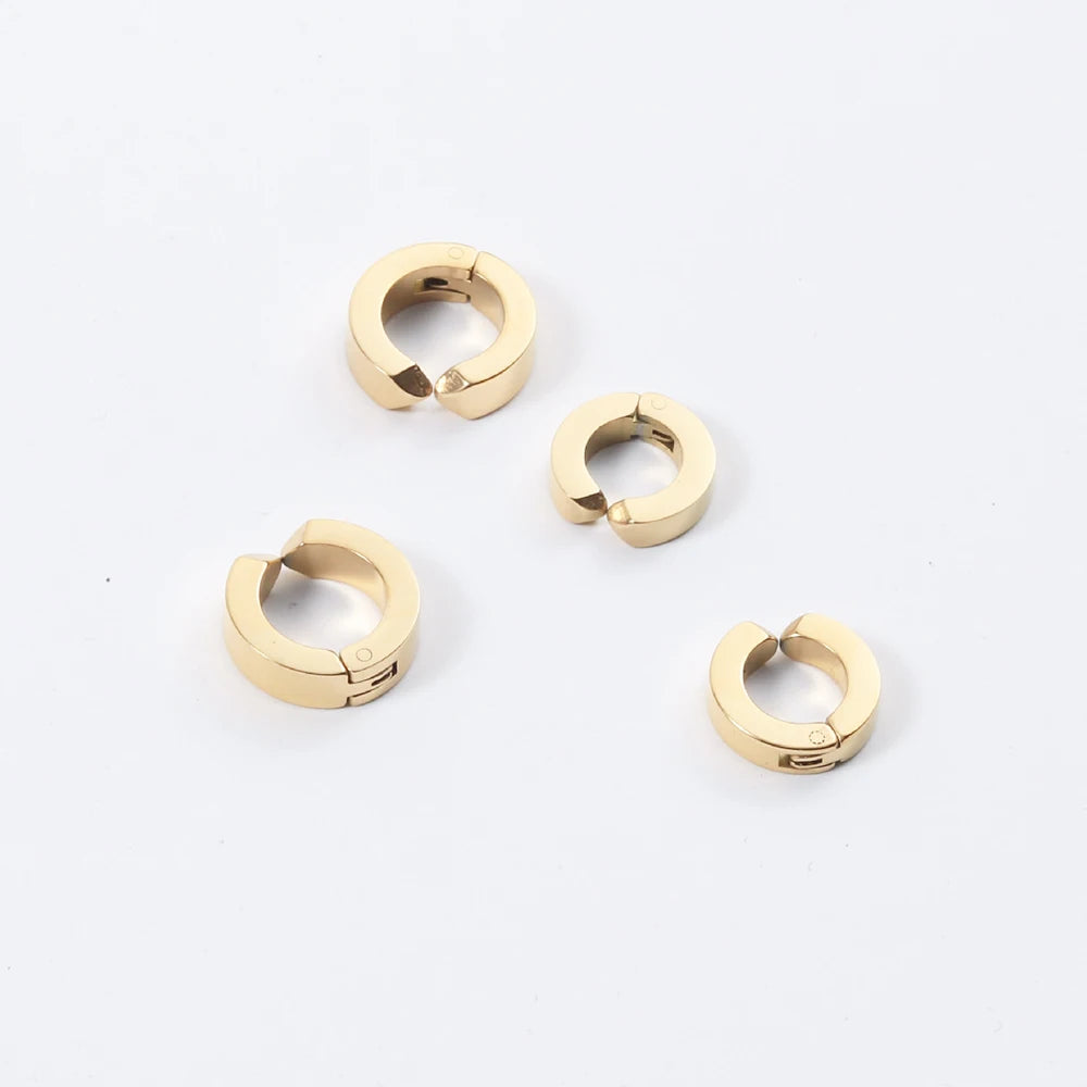 Minimalist Classic 14K Gold Stainless Steel Ear Buckle Geometry Round Ear Cuff Earrings Waterproof Hip Hop Jewelry YF3350