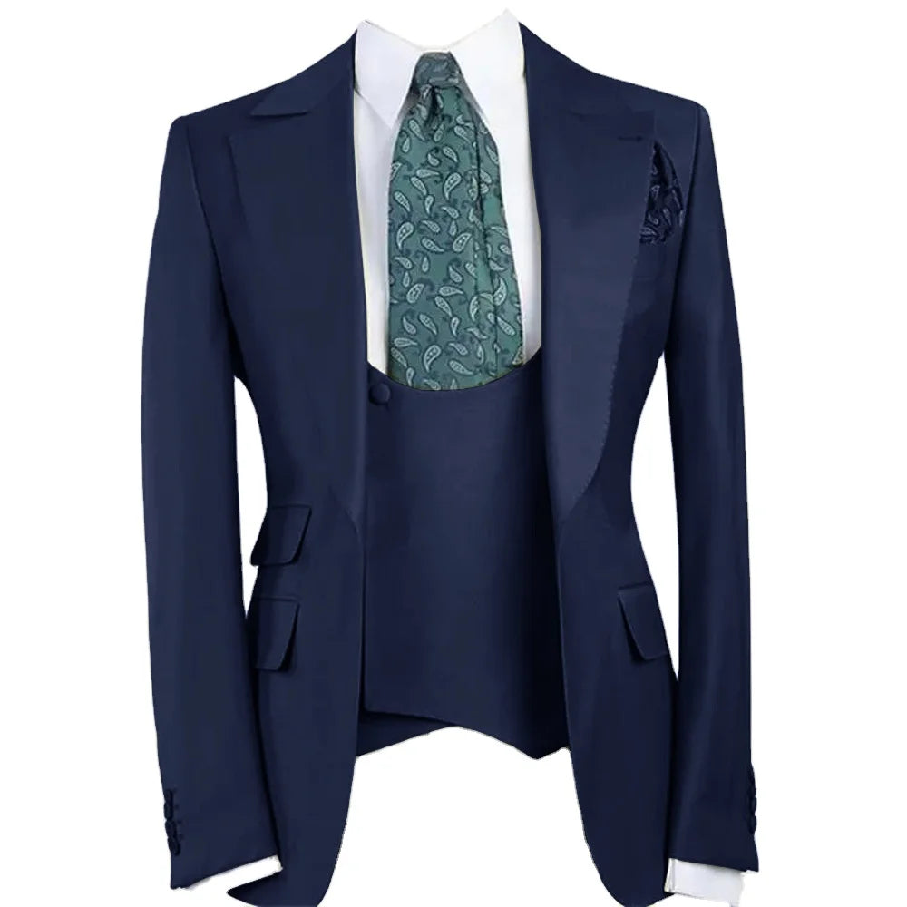 Elegant Suits for Men Suit Luxury Men's Suit 3 Piece Set (Jacket+Pant+Vest) Complete Elegant Man Full Wedding Tuxedos Blazers