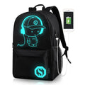 Unisex Hot Sale Glowing Polyester College School Backpack USB Charge Zipper Closure with Stylish Luminous Feature for Teenagers