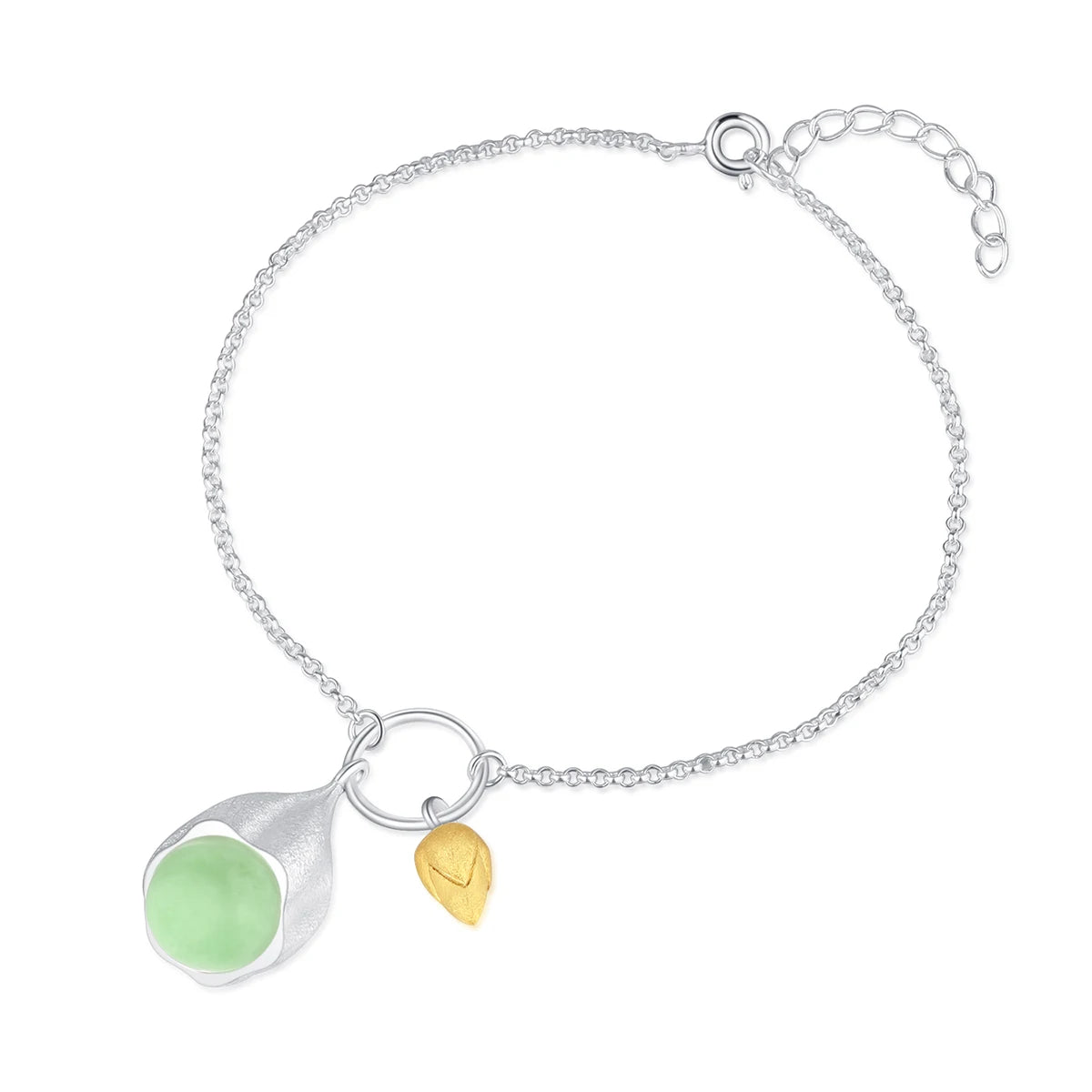 925 Sterling Silver Natural Aquamarine Elegant Lotus Buds Custom Stone Bracelets for Women Jewelry