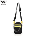High Quality Custom Black Square Nylon Chain Crossbody Belt Fashionable Man Messenger Bag