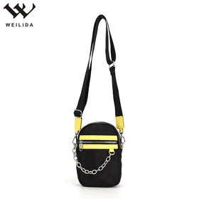 High Quality Custom Black Square Nylon Chain Crossbody Belt Fashionable Man Messenger Bag