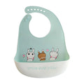 Cartoon Waterproof Soft Silicone Baby Bibs Adjustable Toddler Feeding Food Catcher Roll up Pocket Feeding Stuff Apron