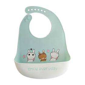 Cartoon Waterproof Soft Silicone Baby Bibs Adjustable Toddler Feeding Food Catcher Roll up Pocket Feeding Stuff Apron