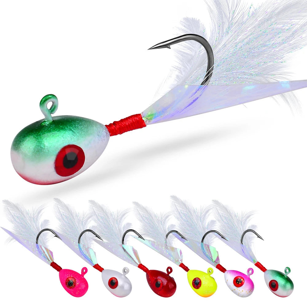 Jig Head Hook With Feather 4g 5Pcs / Bag Prevent Decoupling Hook for Soft Worm Bass Lure Anzuelo De Pesca